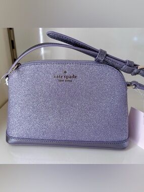 Kate Spade Tinsel Glitter Top Zip Dome Crossbody Bag Lilac